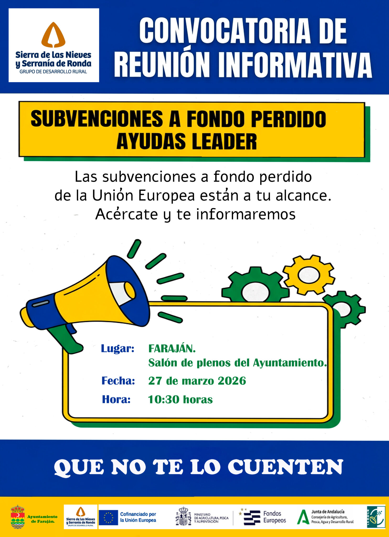 REUNIÓN INFORMATIVA AYUDAS LEADER EN FARAJÁN-27 DE MARZO DE 2026 ...
